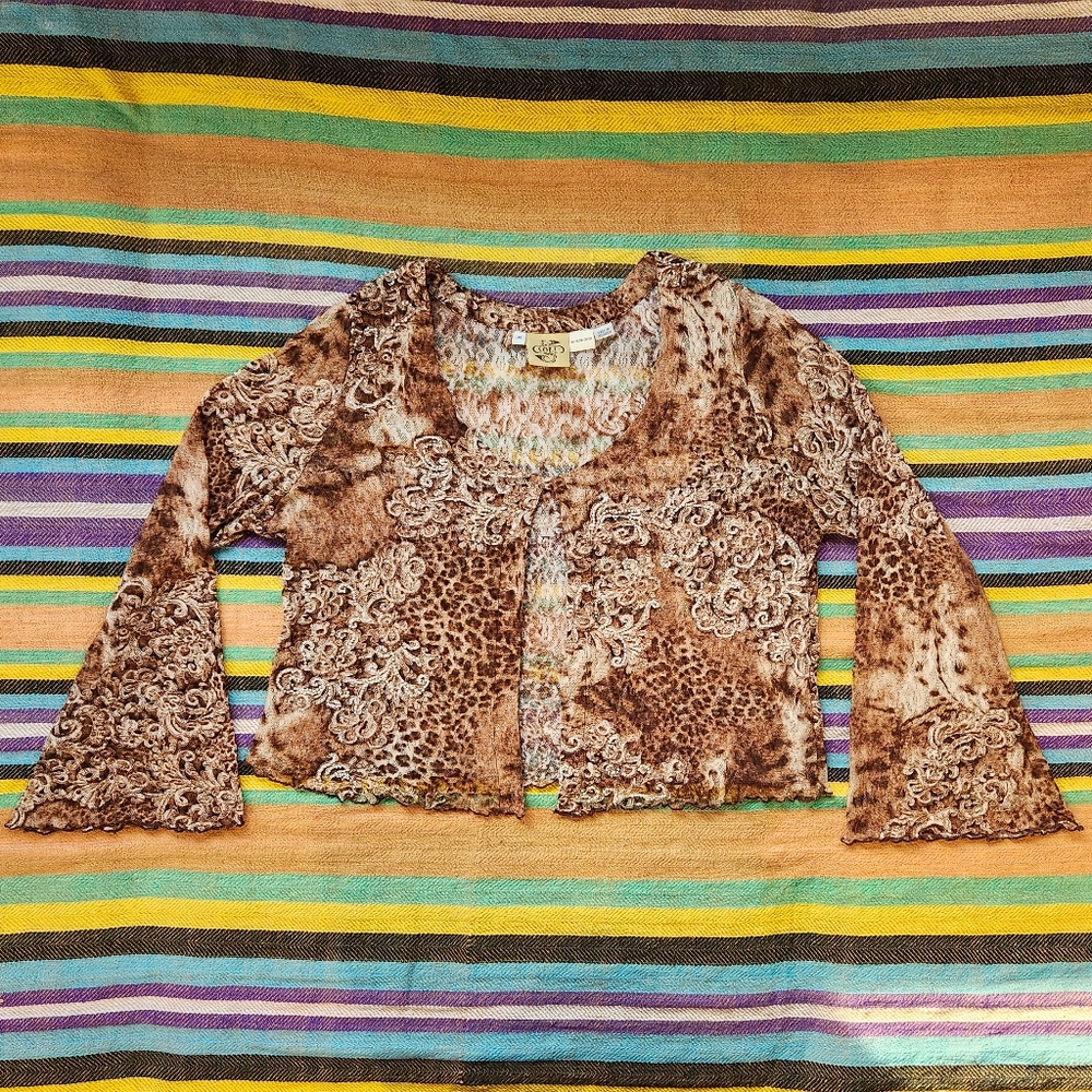 Boho 70s Flare-Sleeve Beaded Lace Top